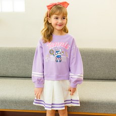 Lala Amang 女童款網球兔子印花條紋連身裙