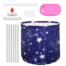 摺疊浴桶+支撐架 6入+定型架 3入+連接管 3入+沖水軟座墊+排水管, 混色, 1套