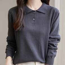 Raratina 女款Deins簡約翻領棉質針織長袖衫