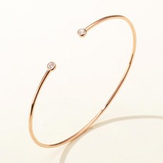 Semi Jewelry 女性 14k 雙鋯石開口手鐲