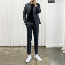 아도르클래식 남성용 시크 반밴딩 프리미엄 정장 세트