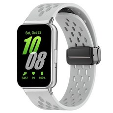 SPACE SHIELD Galaxy Watch D扣 磁吸網眼矽膠錶帶, 銀色