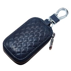 URBAN CAR 車用皮革拉鍊鑰匙包, 海軍藍