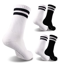 크로커다일 남성용 스포츠 쿠션 장목 양말 CD309, 블랙 + 화이트, 5개