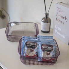 Villat 粉彩方形鐵製籃, 酒紅色, 1套