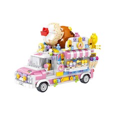 LIN07 迷你積木 阿托米尼 粉紅冰淇淋車 00888LI, 混合顏色, 1個