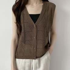 Zenith V領層次感鏤空開襟銀河鏤空針織背心 j386
