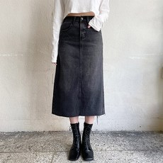 女款後開叉牛仔長裙