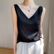 마켓에이 여성용 브이넥 엘레강스 새틴 이너 나시티