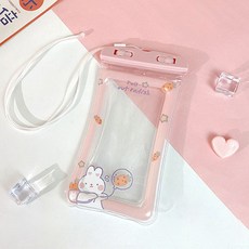 卡通手機保護防水包, 氣墊粉色蘿蔔兔, 1個