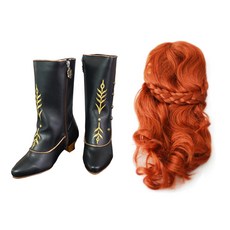 冰雪奇緣2 安娜靴 21~22cm + 假髮套組, 混合色