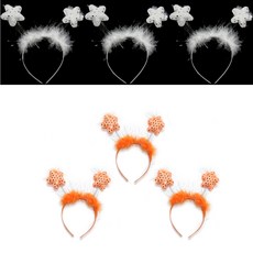PARTYSHOW 星星絨毛髮箍 2款, 白橙, 3套