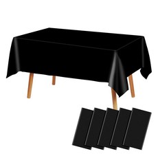 Modernat 一次性素色PEVA長方形桌布 黑色 137 x 274 cm, 5個, 1入