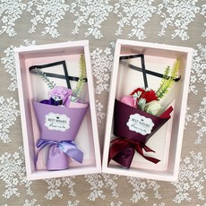 永恆肥皂 康乃馨花束 2種組 Y85-1-2, 淡紫色，紅色