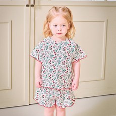 mollimelli 女童透氣夏季花朵圖案上下裝套組
