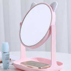 動物鏡面託盤 貓咪 4入, 粉紅色