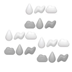 MONACO OLIVE 可愛天氣冰箱磁鐵6款3入組, 白色, 灰色