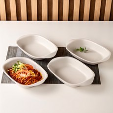 Ahtty home 長方形義大利麵碗, 4個, 乳霜