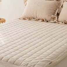 전사이즈 밍크터치 고밀도 극세사 고정밴드형 침대패드, 베이지