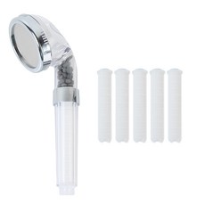 HOMEDAUM 暴風增壓三段式調節濾芯蓮蓬頭(寬版)+濾芯 5入組, 1組