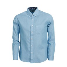 엣지애 남성용 넥포인트 기본 청 긴팔셔츠 MCTCT5201S1