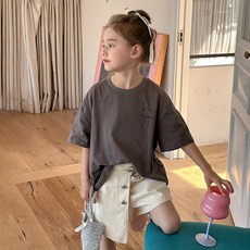 Starbean 女童蝴蝶結印花寬鬆短袖T恤