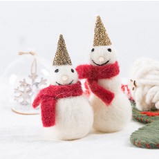 Marshmarigold 紅色圍巾羊毛雪人掛飾 2件組, 混合色