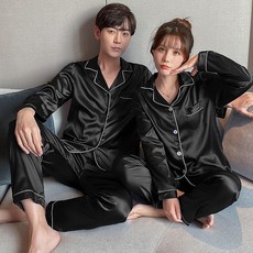 엘쏘 커플용 긴팔 실키 파자마 상하의 세트