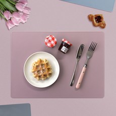 로흐야 국산 스퀘어 실리콘 식탁매트 2P세트, 라벤더 핑크, L