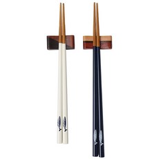 우드 고래 패턴 커플 젓가락 2종 + 사각 받침대 사선투톤 + 삼선 세트, 화이트, 네이비(젓가락), 랜덤발송(사선투톤), 젓가락 2종 + 받침대 2종, 1개