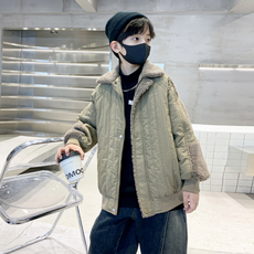 Orangedamom 男童羊羔毛領菱格紋夾克