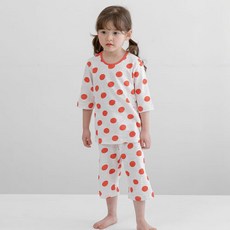 Hola baby 兒童圓點印花7分袖家居服套裝