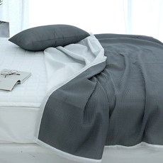 SCOHOme 素色夏季泡泡紗雙層涼被, 炭灰色