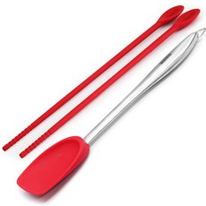 BERinG 矽膠不鏽鋼炒匙 + 料理筷子組, 紅色(炒匙), 1套