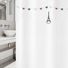 浴簾 SC654 S號 1520*1880mm+不鏽鋼掛鉤 12入+白色窗簾桿組合, 1套