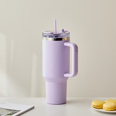 Modern House TO GO 大容量雙向杯蓋隨行杯 + 吸管組, 紫色, 1.2L, 1個