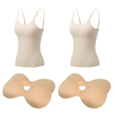 솔레일 여아용 학생 무봉재 노와이어 심리스 끈 조절 나시 + 교체용 브라패드 세트 2p