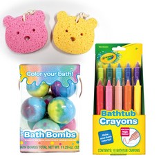 Crayola 繪兒樂 沐浴玩具組 泡澡球 8顆+蠟筆 10色+海綿, 隨機出貨