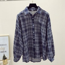 TheSirup 女款縐紗清純格紋襯衫