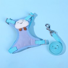 파스텔펫 반려동물 봉제 포인트 하네스 리드줄, 블루, 1개