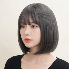 Alleophom 女性用及肩瀏海短髮假髮 ONE SIZE