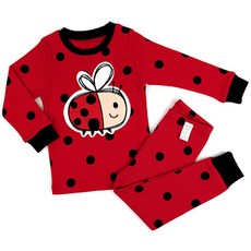 Maykids 童款瓢蟲點點印花20支棉睡衣褲套裝