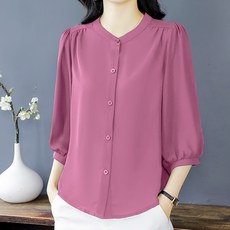 엘쏘 여성용 프리미엄 여름 7부소매 데일리 셔츠 블라우스