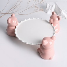 小熊蛋糕架底座 水滴1號 + 小熊3件組, 1套, 粉紅色