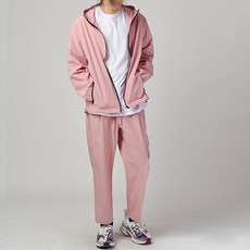 하이후 남성용 스판 후드 집업 + 와이드 크롭 팬츠 세트 HE1035