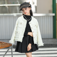 女童流蘇四口袋花呢外套