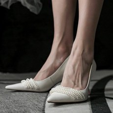 Elsso 女款珍珠線條纖細婚禮高跟鞋