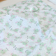 hwamo baby 夏季午睡墊+枕頭+被子組, 薄荷綠大象款