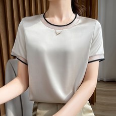 모네타 여성용 넥라인 메쉬포인트 반팔 상의