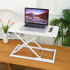 가구느낌 퓨 스탠딩 모션 높이조절 책상 600 x 340 mm, 화이트화이트